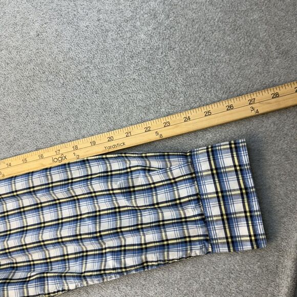 Chaps Shirt Men's XL Blue Yellow Plaid Easy Care Long Sleeve Button Front - Picture 5 of 9